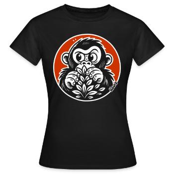 Singe caché : Dessin animé de gorille drôle - T-shirt Femme - noir - Devant - AI Model Female 172 dark (172cm)