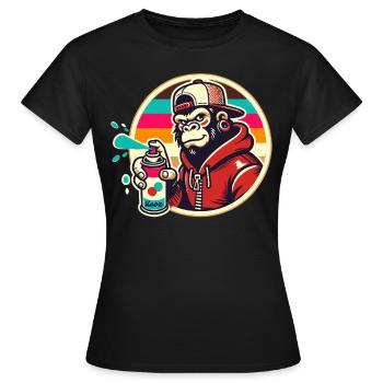 Graffiti Gorilla mit Spraydose - Frauen T-Shirt - Schwarz - Vorne - AI Model Female 172 dark (172cm)