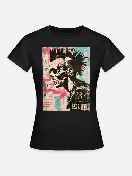 Punk Rock Totenkopf Design - Frauen T-Shirt - Schwarz