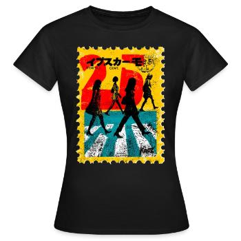 Tokio Zebrastreifen – Retro Briefmarke - Frauen T-Shirt - Schwarz - Vorne - AI Model Female 172 dark (172cm)