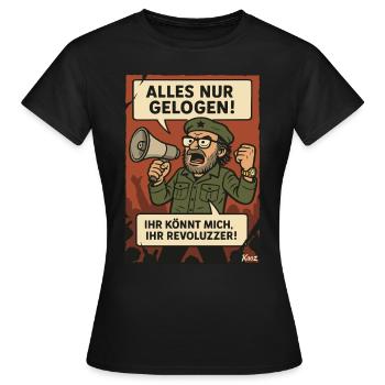 All just a lie! Revolutionary parody - Women's T-Shirt - black - Front - AI Model Female 172 dark (172cm)
