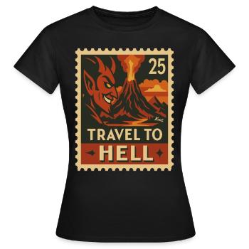 Devilish Journey to Hell as a stamp - Women's T-Shirt - black - Front - AI Model Female 172 dark (172cm)