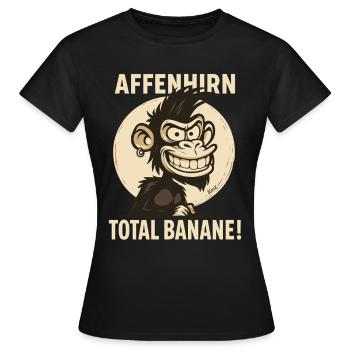 Monkey Brain - Singe de dessin animé de banane totale - T-shirt Femme - noir - Devant - AI Model Female 172 dark (172cm)