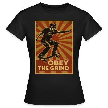 Affiche de skateur rétro – Obey the Grind - T-shirt Femme - noir - Devant - AI Model Female 172 dark (172cm)