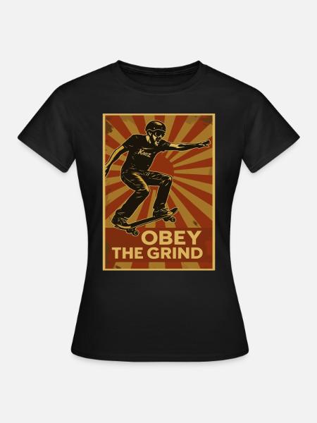 Skater Poster Retro – Gehorche dem Grind - Dame-T-shirt - sort