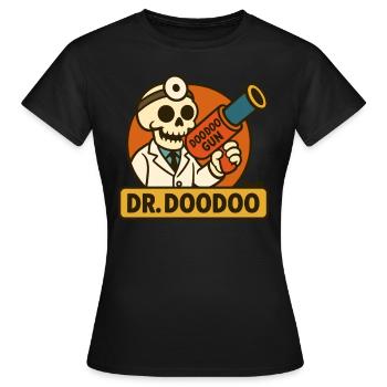 Lustiger Skelett Arzt mit Doodoo Kanone - Frauen T-Shirt - Schwarz - Vorne - AI Model Female 172 dark (172cm)