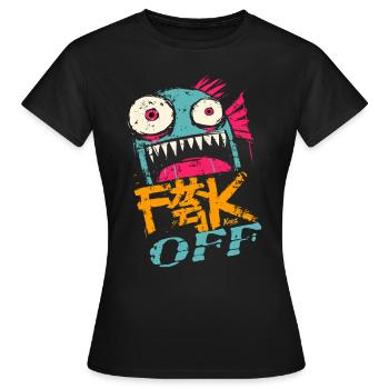 Wilder Fisch schreit in grellen Farben zum Abflug - Frauen T-Shirt - Schwarz - Vorne - AI Model Female 172 dark (172cm)