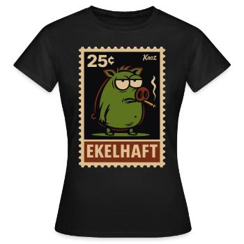 Cochon vert avec vue timbres style dégoûtant - T-shirt Femme - noir - Devant - AI Model Female 172 dark (172cm)