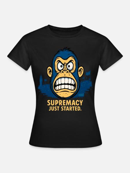 Wütender Affe mit Menschenmenge - Frauen T-Shirt - Schwarz
