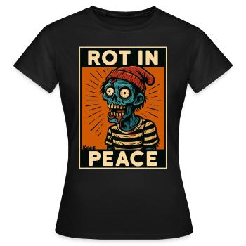 Zombie avec capuchon et texte « Pourrir en paix » - T-shirt Femme - noir - Devant - AI Model Female 172 dark (172cm)