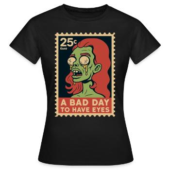 Zombie aux yeux écarquillés et disant - T-shirt Femme - noir - Devant - AI Model Female 172 dark (172cm)