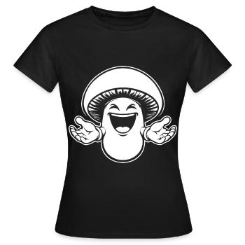 Lachender fröhlicher Champignon - Design für Pilzl - Frauen T-Shirt - Schwarz - Vorne - AI Model Female 172 dark (172cm)