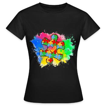 Autismus-Puzzle - Frauen T-Shirt - Schwarz - Vorne - AI Model Female 172 dark (172cm)