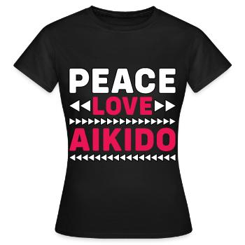 Aïkido Peace Love - T-shirt Femme - noir - Devant - AI Model Female 172 dark (172cm)