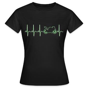 Motorrad Herzschlag Motorradfahrer Grün - Frauen T-Shirt - Schwarz - Vorne - AI Model Female 172 dark (172cm)