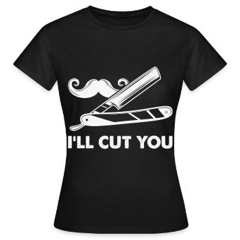 Coiffeur de barbier Je veux te couper les cheveux - T-shirt Femme - noir - Devant - AI Model Female 172 dark (172cm)