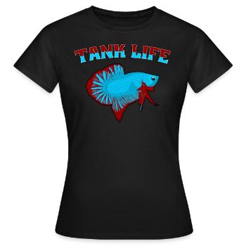 Betta Kampffisch Plakat Aquarium Aquarianer Scaper - Frauen T-Shirt - Schwarz - Vorne - AI Model Female 172 dark (172cm)