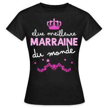 Ma Marraine C'est la Meilleure Et Je L'aime - T-shirt Femme - noir - Devant - AI Model Female 172 dark (172cm)