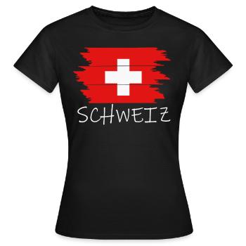 Schweiz Swiss - Frauen T-Shirt - Schwarz - Vorne - AI Model Female 172 dark (172cm)