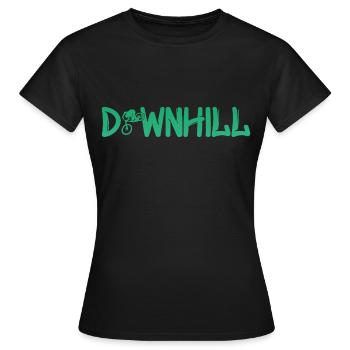 Downhill mit Biker - Bike - Biken - Frauen T-Shirt - Schwarz - Vorne - AI Model Female 172 dark (172cm)