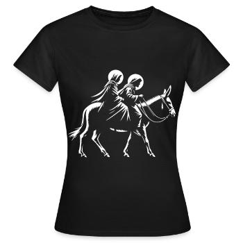 Joseph et Marie - le couple sacré à Bethléem - T-shirt Femme - noir - Devant - AI Model Female 172 dark (172cm)
