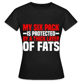 Mon pack de six est protégé par une épaisse couche de graisses4 - T-shirt Femme - noir - Devant - AI Model Female 172 dark (172cm)