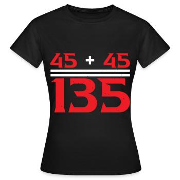 45 + 45 = 135 33 - Frauen T-Shirt - Schwarz - Vorne - AI Model Female 172 dark (172cm)