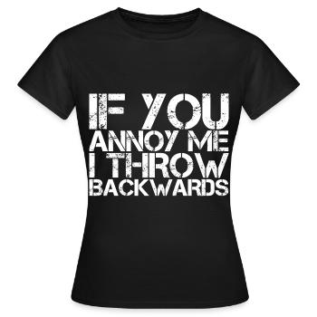 Si tu m’ennuies, je jette en arrière - T-shirt Femme - noir - Devant - AI Model Female 172 dark (172cm)