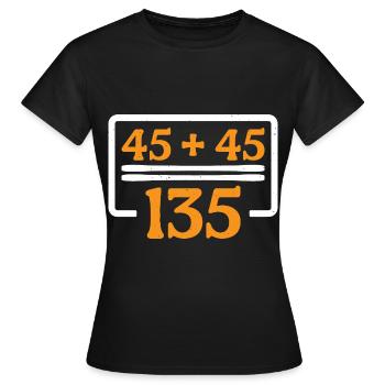 45 + 45 = 135 30 - Frauen T-Shirt - Schwarz - Vorne - AI Model Female 172 dark (172cm)