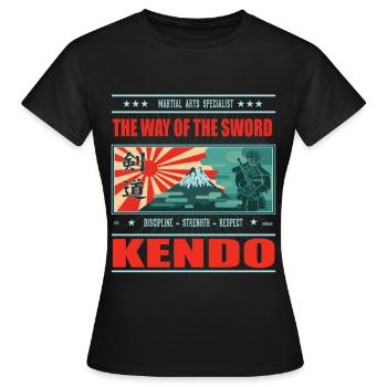 Kendo der Weg des Schwert - Schwertkampf Shirt - Frauen T-Shirt - Schwarz - Vorne - AI Model Female 172 dark (172cm)