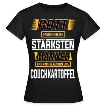 Couchkartoffel, einer der stärksten Männer - Frauen T-Shirt - Schwarz - Vorne - AI Model Female 172 dark (172cm)