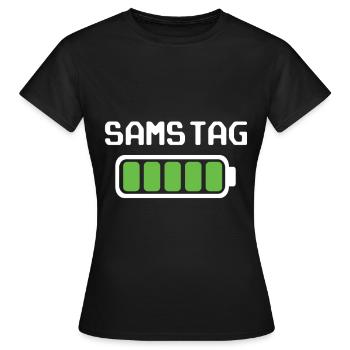 Samstag Akku voll geladen - Akkustand - Frauen T-Shirt - Schwarz - Vorne - AI Model Female 172 dark (172cm)