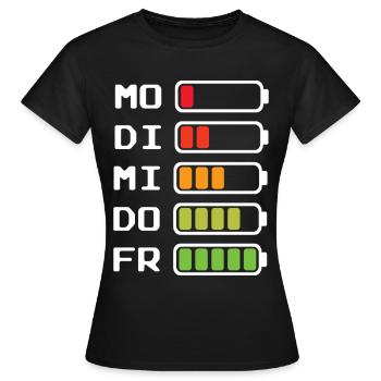 Wochentage Akkustand Montag bis Freitag - Frauen T-Shirt - Schwarz - Vorne - AI Model Female 172 dark (172cm)