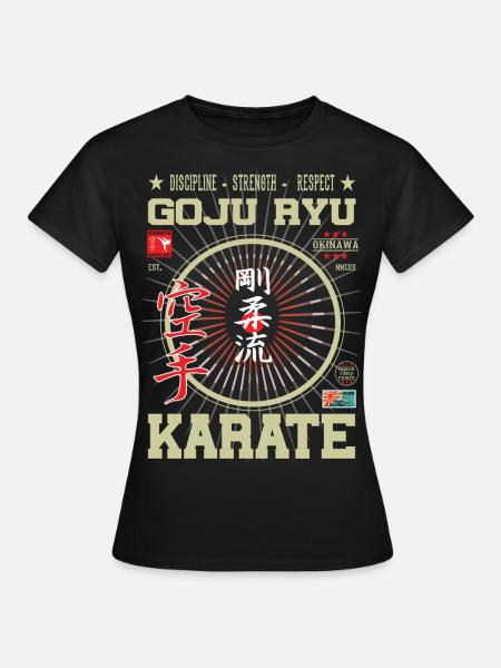Goju-Ryu Karate Okinawa Design - Dame-T-shirt - sort