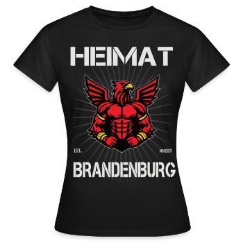 Home Brandenburg with muscular Brandenburg eagle - Women's T-Shirt - black - Front - AI Model Female 172 dark (172cm)