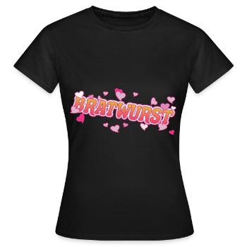 Bratwurst mit Herzen - Grillwurst Fan Design - Frauen T-Shirt - Schwarz - Vorne - AI Model Female 172 dark (172cm)