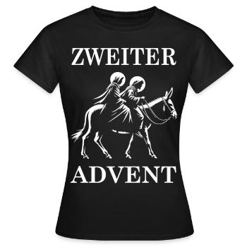 Second avènement avec Marie et Joseph - T-shirt Femme - noir - Devant - AI Model Female 172 dark (172cm)
