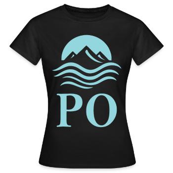 Pô – Le plus long fleuve d’Italie Design - T-shirt Femme - noir - Devant - AI Model Female 172 dark (172cm)
