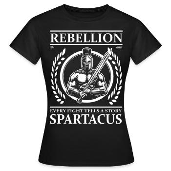Spartacus Rebellion – Chaque combat raconte une histoire - T-shirt Femme - noir - Devant - AI Model Female 172 dark (172cm)