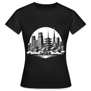 Asiatische Metropole – Skyline Design - Frauen T-Shirt - Schwarz - Vorne - AI Model Female 172 dark (172cm)