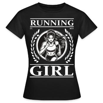 Running Girl – Laufen ist Freiheit - Frauen T-Shirt - Schwarz - Vorne - AI Model Female 172 dark (172cm)