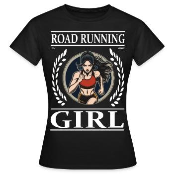 Road Running Girl – La liberté sur la route - T-shirt Femme - noir - Devant - AI Model Female 172 dark (172cm)