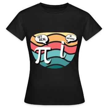 Humour mathématique Pi vs. nombre imaginaire - T-shirt Femme - noir - Devant - AI Model Female 172 dark (172cm)