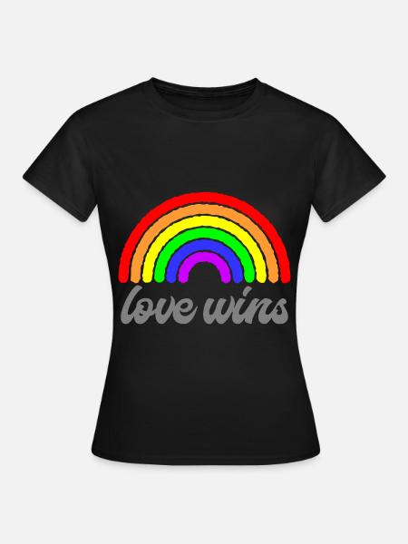 Liebe gewinnt Regenbogen Liebesgrafik - Frauen T-Shirt - Schwarz