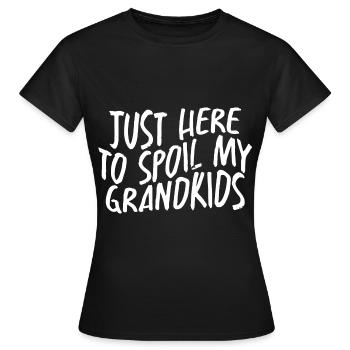 Ici pour gâter mes petits-enfants - T-shirt Femme - noir - Devant - AI Model Female 172 dark (172cm)