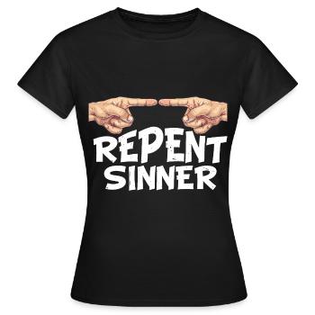 Repent Sinner 30 - Women's T-Shirt - black - Front - AI Model Female 172 dark (172cm)