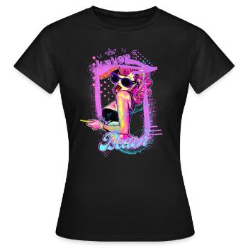 Pin up style plage rétro - T-shirt Femme - noir - Devant - AI Model Female 172 dark (172cm)