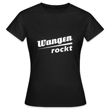 Wangen rockt - Textdesign mit Stadtnamen - Frauen T-Shirt - Schwarz - Vorne - AI Model Female 172 dark (172cm)