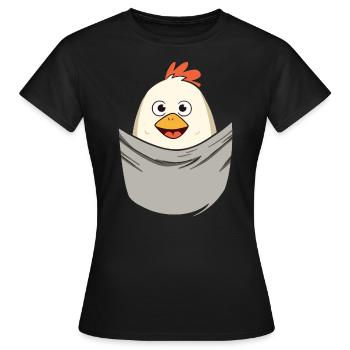 Chicken In Pocket - Frauen T-Shirt - Schwarz - Vorne - AI Model Female 172 dark (172cm)