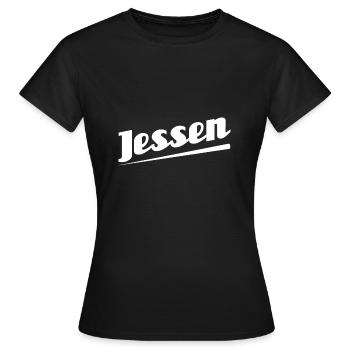Jessen - Textdesign mit Stadtnamen - Frauen T-Shirt - Schwarz - Vorne - AI Model Female 172 dark (172cm)
